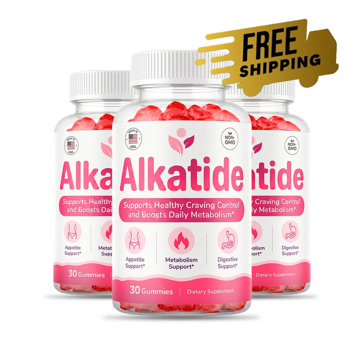 Alkatide natural weight-loss supplement three-bottle package